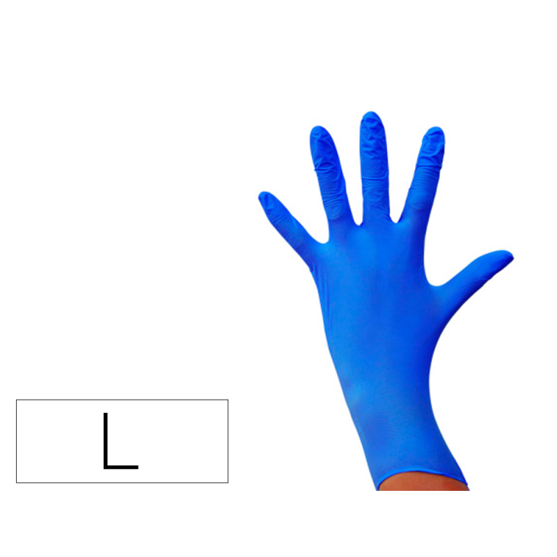 Guantes de nitrilo desechable sensitive sin polvo talla l grande color azul caja de 100 unidades
