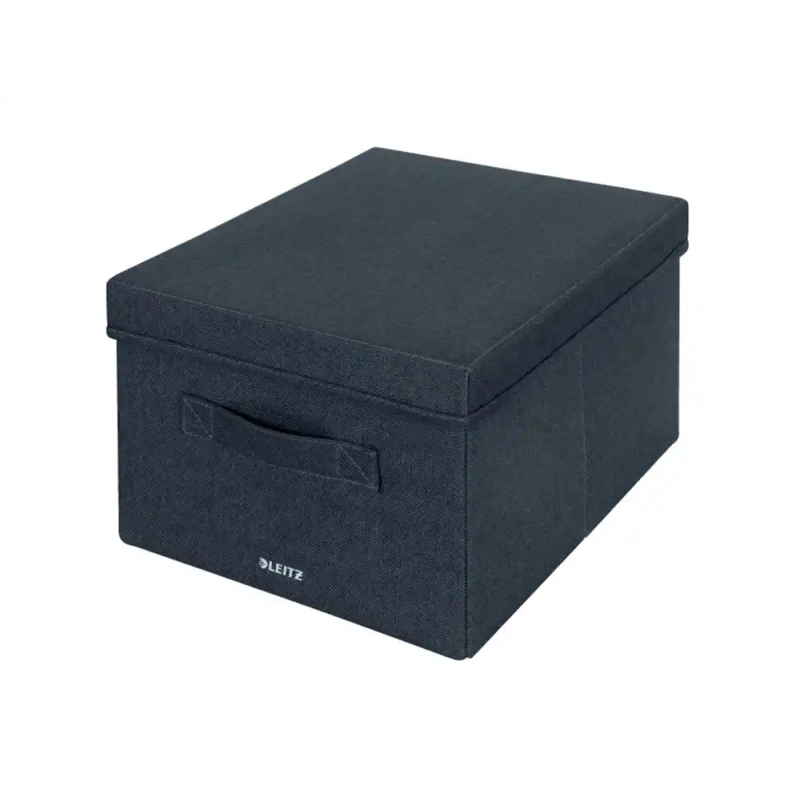 Caja de almacenamiento leitz tela plegable con tapa m color gris terciopelo 285x203x380 mm