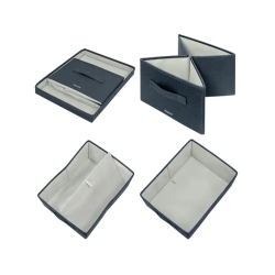 Caja de almacenamiento leitz tela plegable con tapa m color gris terciopelo 285x203x380 mm