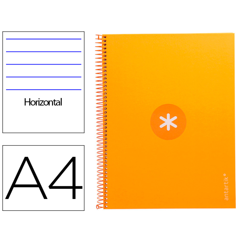 Cuaderno espiral a4 micro antartik tapa forrada80h 90 gr horizontal 1 banda 4 taladros color mostaza