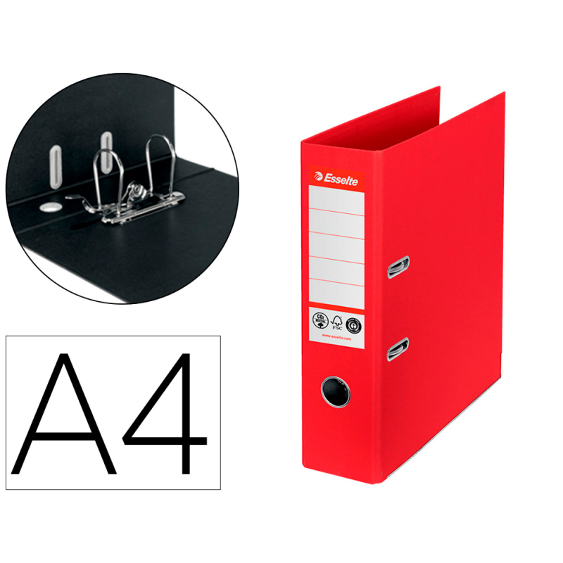 Archivador de palanca esselte n 1 co2 neutral din a4 carton forrado lomo 75 mm rojo vivida