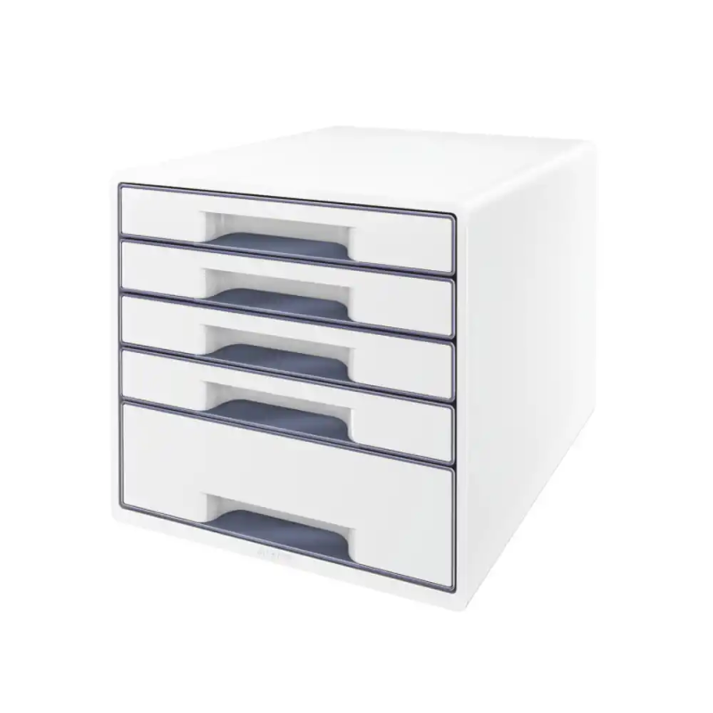 Fichero cajones de sobremesa leitz wow desk cube 1 cajon grande y 4 pequeños color blanco/gris