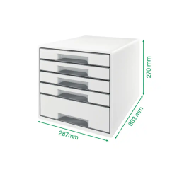 Fichero cajones de sobremesa leitz wow desk cube 1 cajon grande y 4 pequeños color blanco/gris