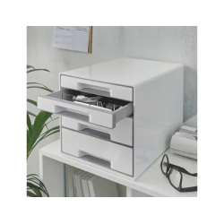 Fichero cajones de sobremesa leitz wow desk cube 2 cajones grandes y 2 pequeños color blanco/gris