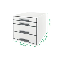 Fichero cajones de sobremesa leitz wow desk cube 2 cajones grandes y 2 pequeños color blanco/gris