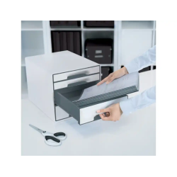 Fichero cajones de sobremesa leitz wow desk cube 2 cajones grandes y 2 pequeños color blanco/gris