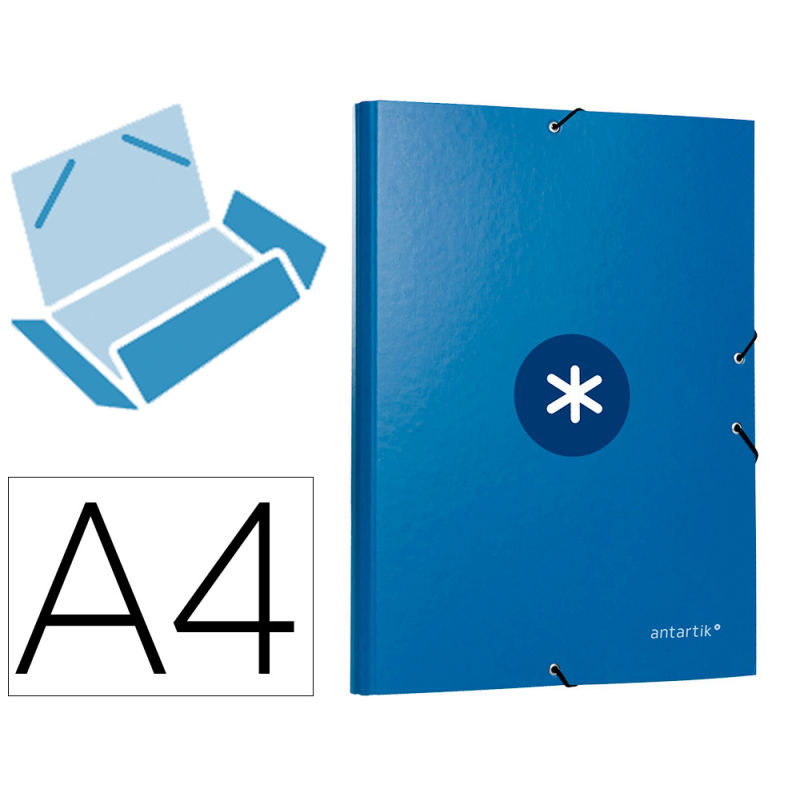 Carpeta antartik gomas tres solapas carton forrado a4 color azul marino
