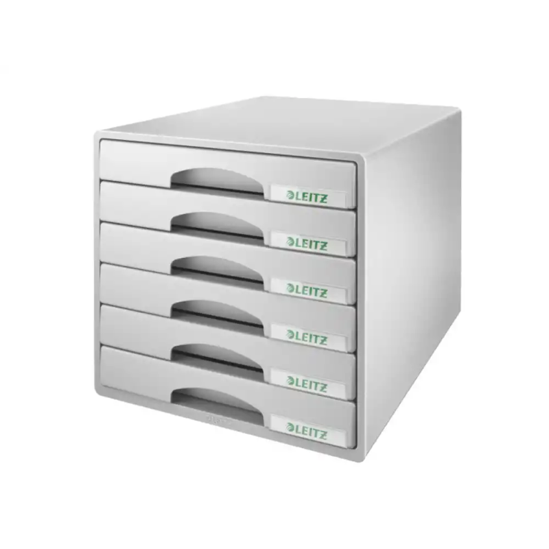 Fichero cajones de sobremesa leitz plus 6 cajones pequeños color gris 287x270x363 mm