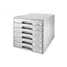 Fichero cajones de sobremesa leitz plus 6 cajones pequeños color gris 287x270x363 mm