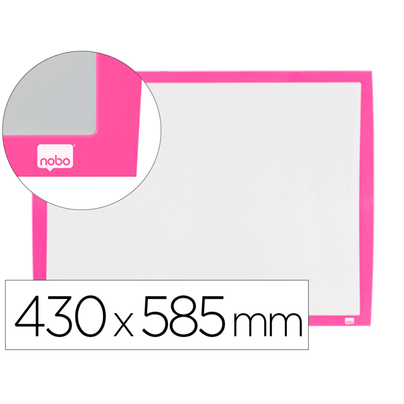 Pizarra blanca nobo magnetica marco fucsia 430x585 mm