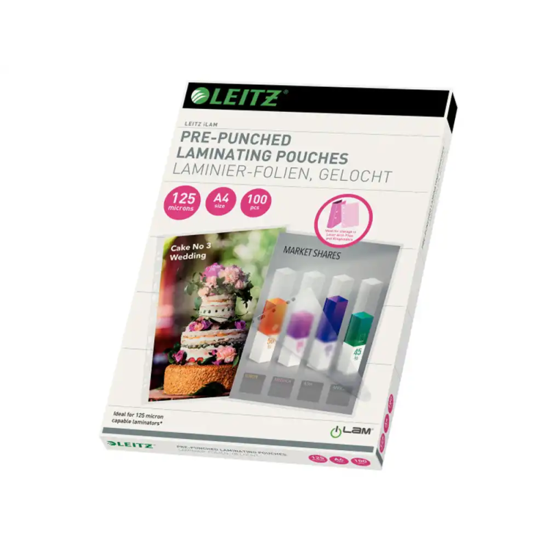 Bolsa de plastificar leitz din a4 multitaladro 125 mc caja de 100 unidades