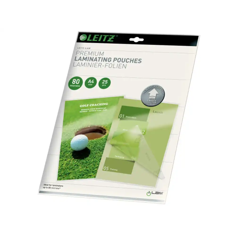 Bolsa de plastificar leitz din a4 80 mc caja de 25 unidades