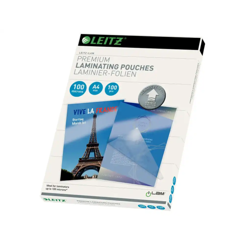 Bolsa de plastificar leitz din a4 100 mc caja de 100 unidades