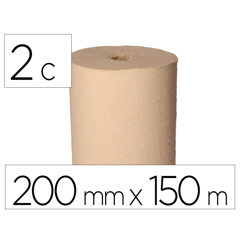 Papel secamanos bunzl greensource nature 2 capas celulosa reciclada kraft 200 mm x 150 mt paquete de 6