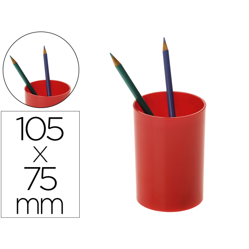 Cubilete portalapices archivo 2000 rojo opaco plastico 100% reciclado diametro 75 mm alto 105 mm