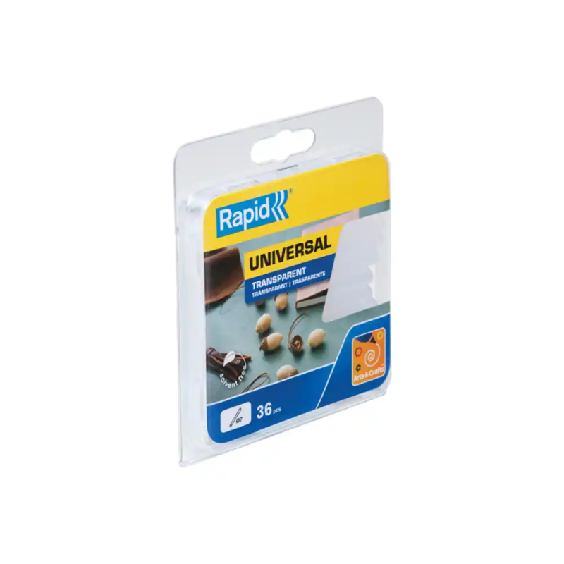 Barra termofusible rapid cola universal 7 mm diametro x 90 mm alto blister de 36 unidades