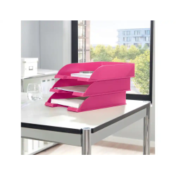 Bandeja sobremesa plastico leitz wow color fucsia 255x357x70 mm