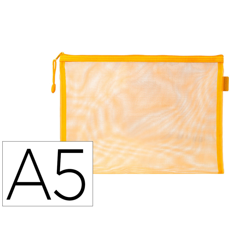 Bolsa zipper bag liderpapel poliester transpirable multiusos din a5 amarillo