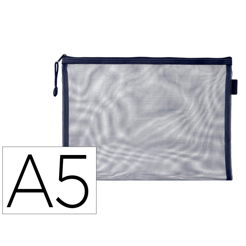 Bolsa zipper bag liderpapel poliester transpirable multiusos din a5 azul marino