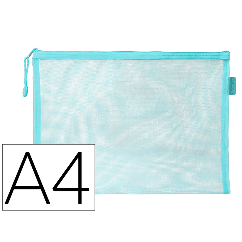 Bolsa zipper bag liderpapel poliester transpirable multiusos din a4 azul pastel
