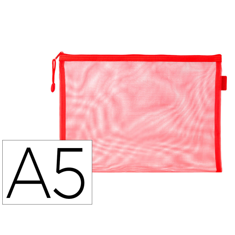 Bolsa zipper bag liderpapel poliester transpirable multiusos din a5 rojo