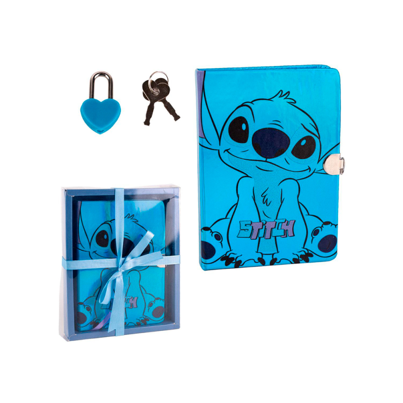 Diario stitch con candado forma corazon 165x210 mm
