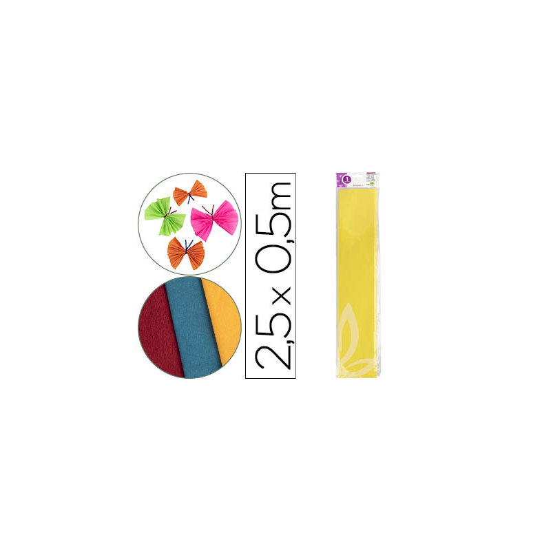 Papel crespon liderpapel 50 cm x 2.5m 34g/m2 amarillo