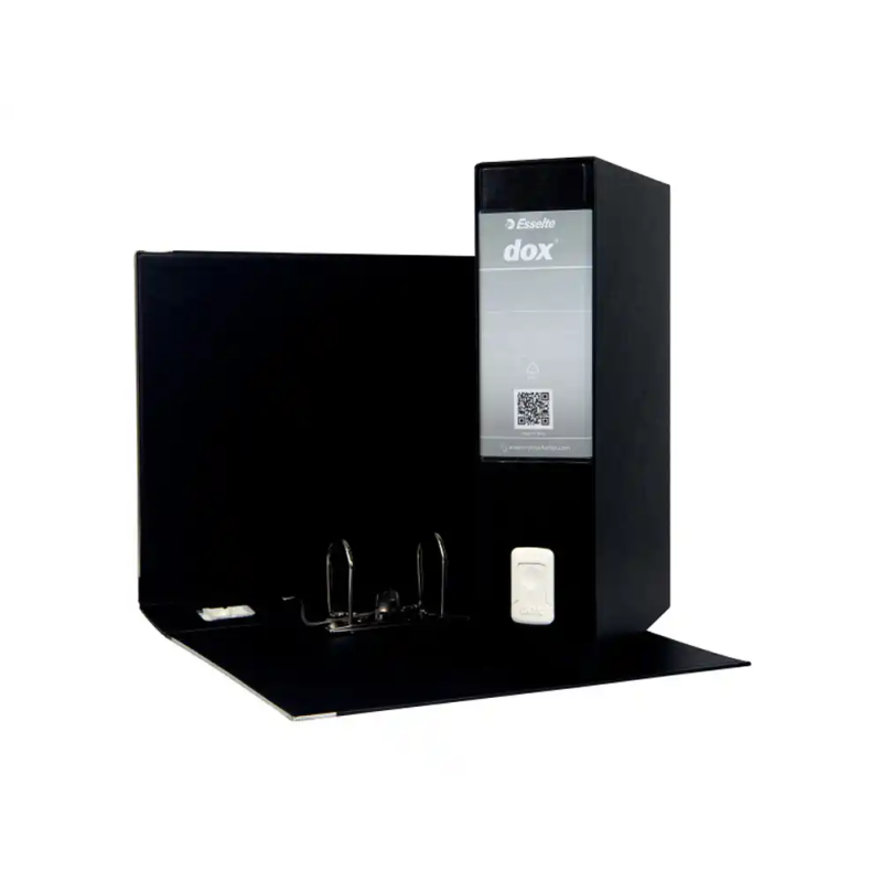 Archivador de palanca esselte dox carton forrado folio lomo 80 mm con cajetin color negro