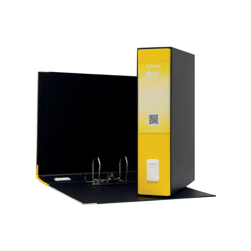 Archivador de palanca esselte dox carton forrado folio lomo 80 mm con cajetin color amarillo