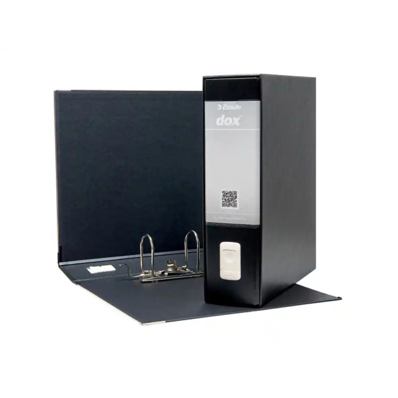 Archivador de palanca esselte dox carton forrado din a4 lomo 80 mm con cajetin color negro
