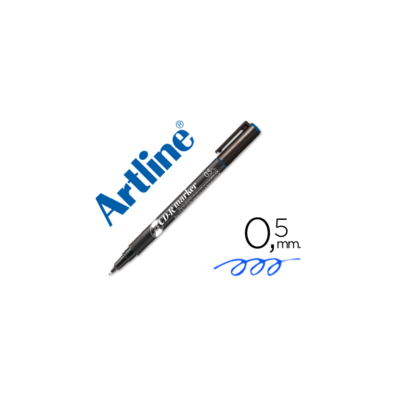 Rotulador artline para cd punta de fibra permanente ek-883 azul -punta redonda 0.5 mm