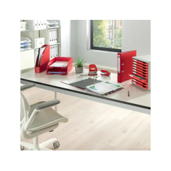 Archivador de palanca leitz co2 neutral carton jaspeado 180 din a4 lomo 80 mm color rojo