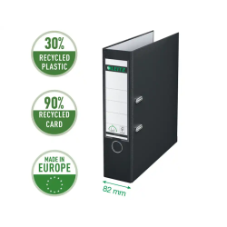 Archivador de palanca leitz co2 neutral carton jaspeado 180 din a4 lomo 80 mm color negro