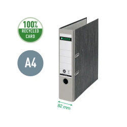 Archivador de palanca leitz co2 neutral carton jaspeado 180 din a4 lomo 80 mm color gris