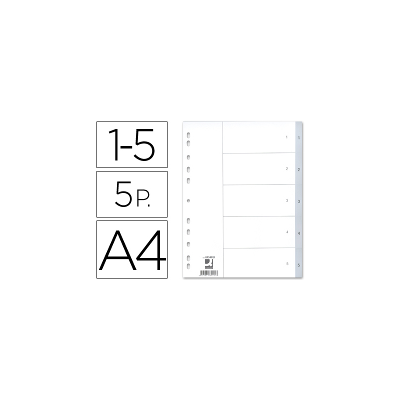 Separador numerico q-connect plastico 1-5 juego de 5 separadores din a4 multitaladro