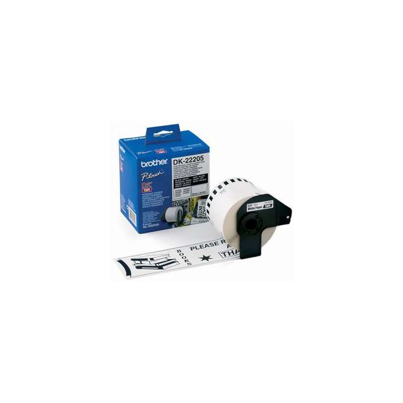 Cinta de papel continuo brother dk-22205 para impresoras de etiquetas ql