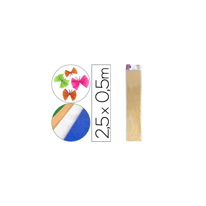 Papel crespon liderpapel 50 cm x 2.5m metalizado oro