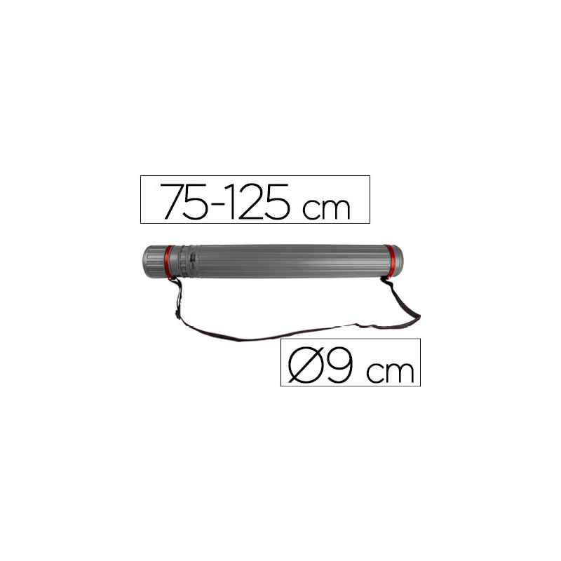 Portaplanos plastico liderpapel diametro 9 cm extensible hasta 125 cm gris