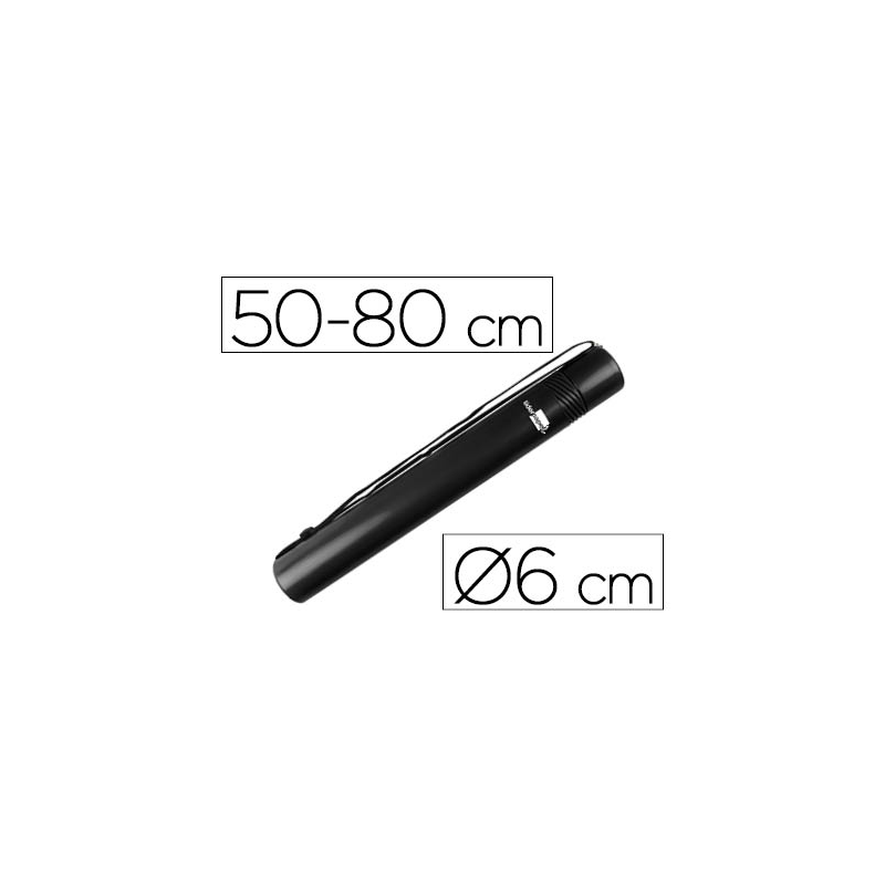 Portaplanos plastico liderpapel diametro 6 cm extensible hasta 80 negro