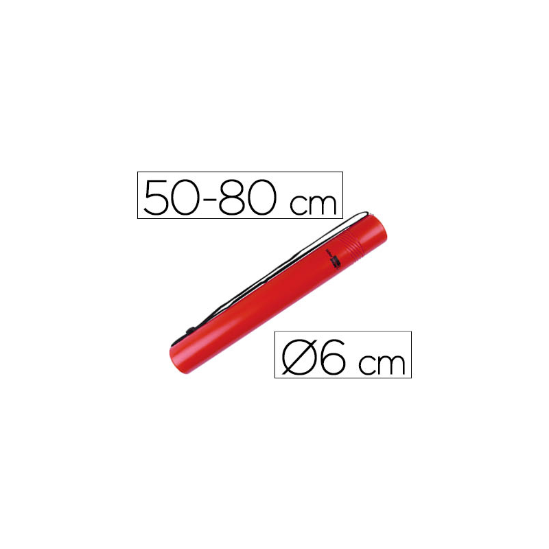 Portaplanos plastico liderpapel diametro 6 cm extensible hasta 80 rojo