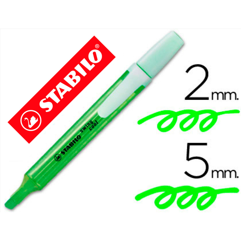 Rotulador stabilo marcador fluorescente swing cool verde