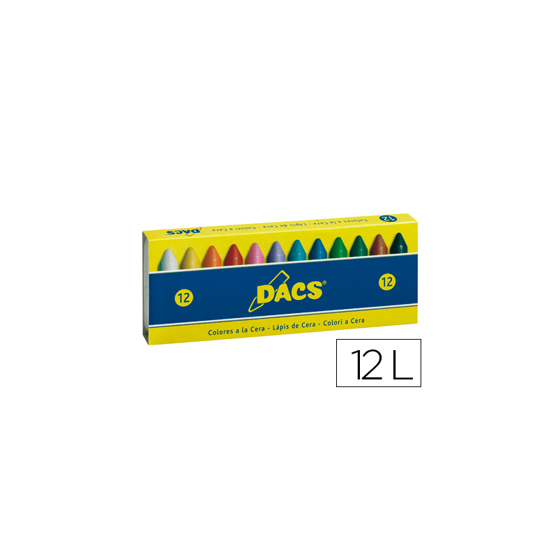 Lapices cera dacs caja de 12 colores surtidos
