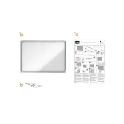Vitrina de anuncios nobo premium plus con puerta corredera fondo magnetico 18 x din a4 hojas 997x1412x54 mm