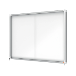 Vitrina de anuncios nobo premium plus con puerta corredera fondo magnetico 18 x din a4 hojas 997x1412x54 mm