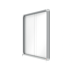 Vitrina de anuncios nobo premium plus con puerta corredera fondo magnetico 18 x din a4 hojas 997x1412x54 mm