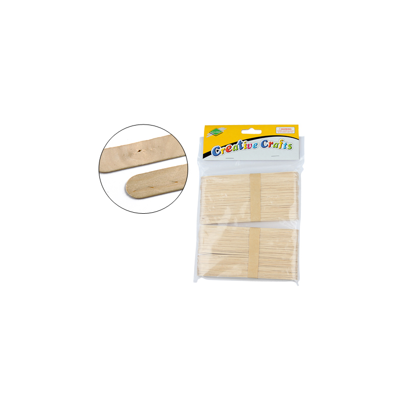 Palillo para manualidades liderpapel madera color natural 15x2 cm bolsa de 100 unidades