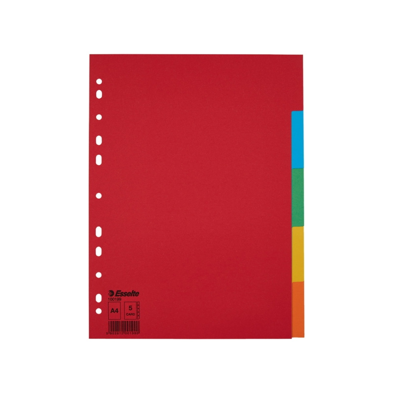 Separadores esselte din a4 cartulina 150 gr 1-5 multitaladro multicolor