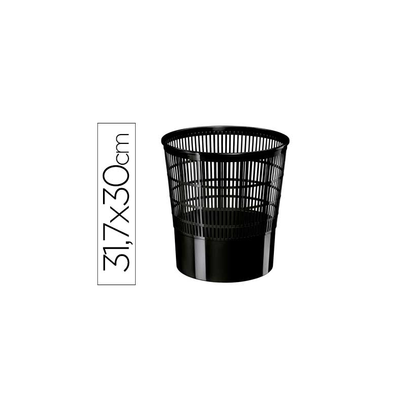 Papelera plastico cep ecoline rejilla negra 16 litros 30x30x31,7 cm