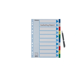 Separadores esselte din a4 polipropileno 10 posiciones multitaladro con cartulina indice color