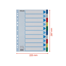 Separadores esselte din a4 polipropileno 10 posiciones multitaladro con cartulina indice color